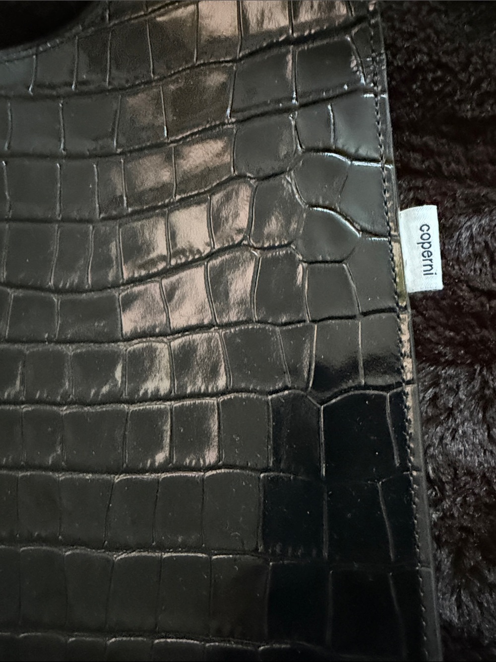 Coperni Black Croc-Embossed Shoulder Bag